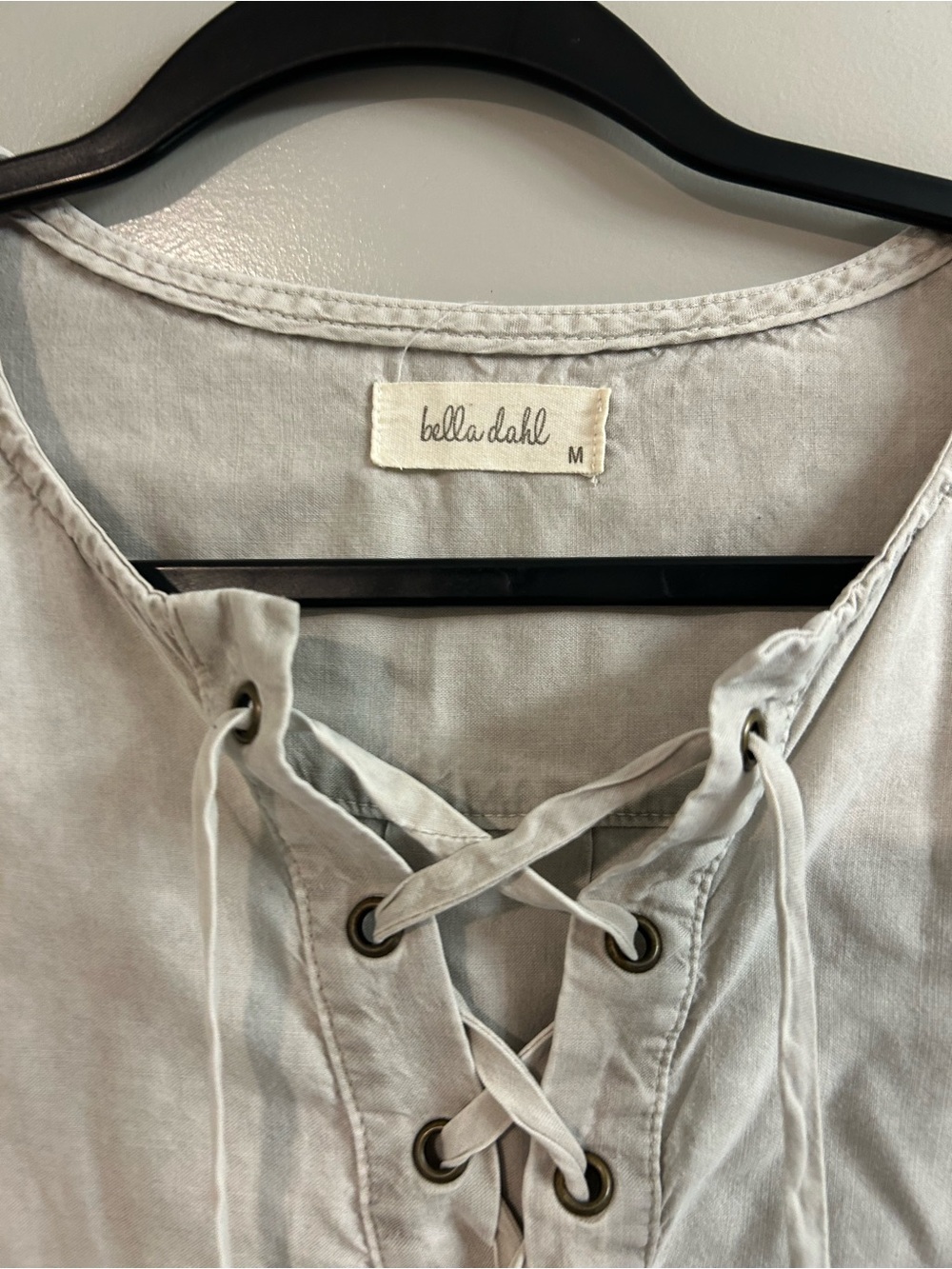 Bella Dahl Light Gray Lace-Up Front Tunic - Picture 3 of 6